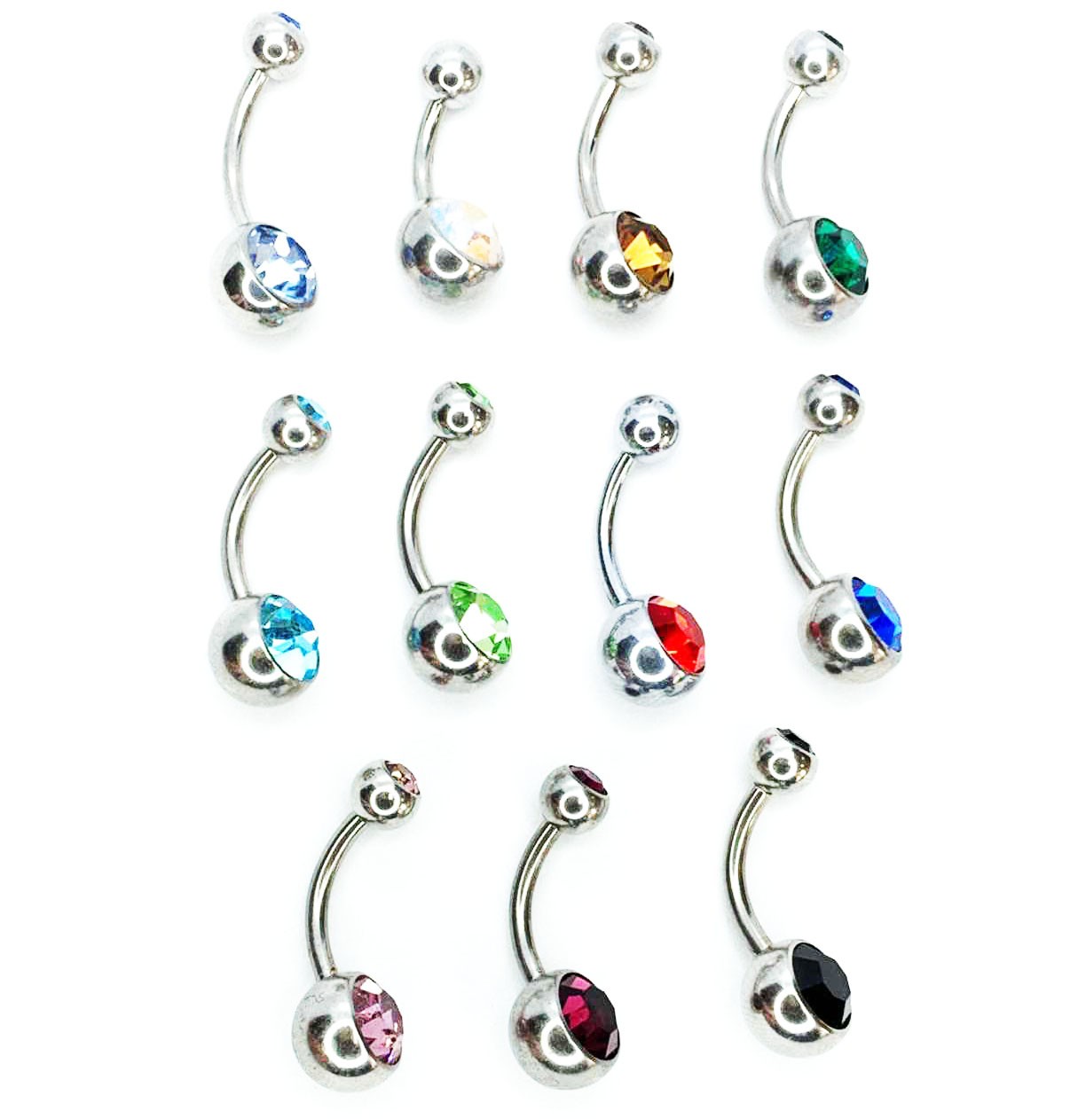 Barbell curvo acero piedras 14G