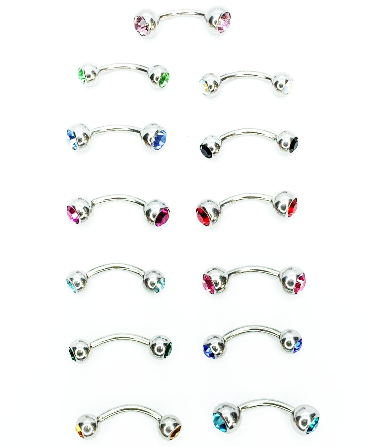 Barbell curvo acero piedras 14G