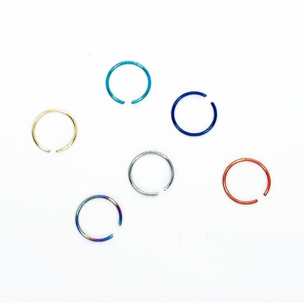 Pack x 10 Aro nariz acero anodizado 10mm 20G