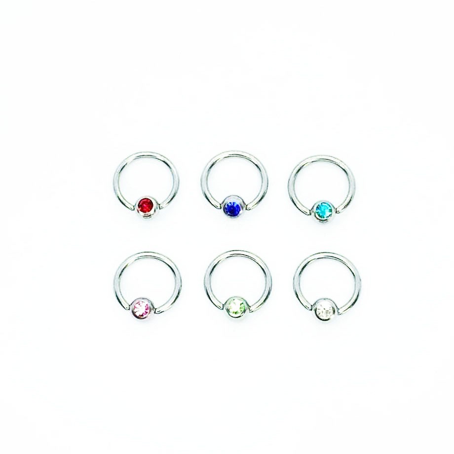 Bar Closure Ring Acero Quirúrgico Piedras 16G