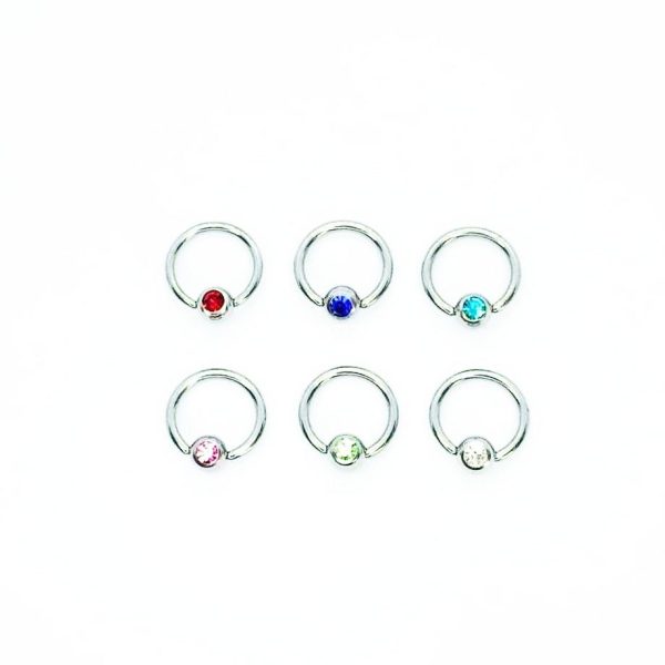 Pack X 10 Bar Closure Ring Acero Quirúrgico Piedras 16G