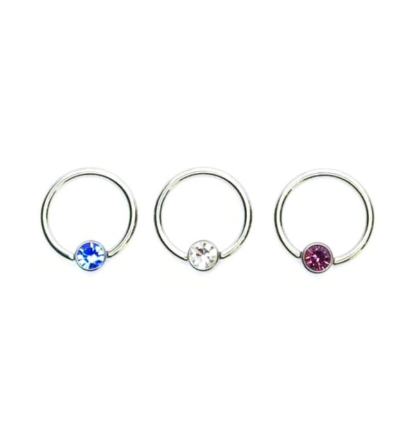Bar Closure Ring titanio piedra 13mm 16G