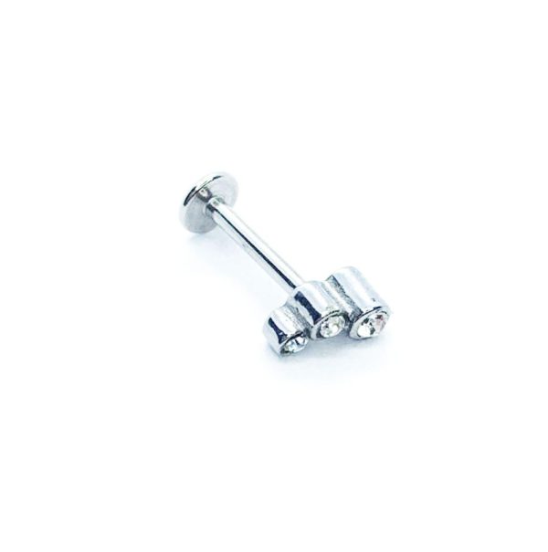 Labret acero 3 piedras 6mm 16G