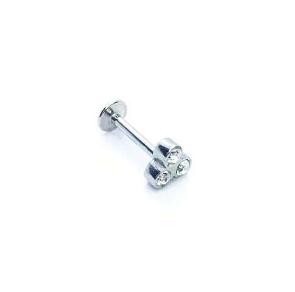 Labret acero 3 piedras 5mm 16G