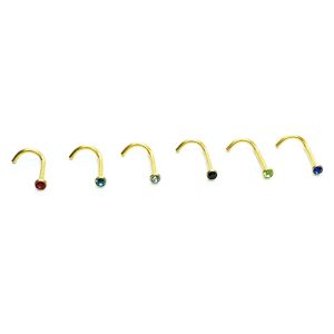 Nostril curvo titanio dorado piedra 10mm 18G