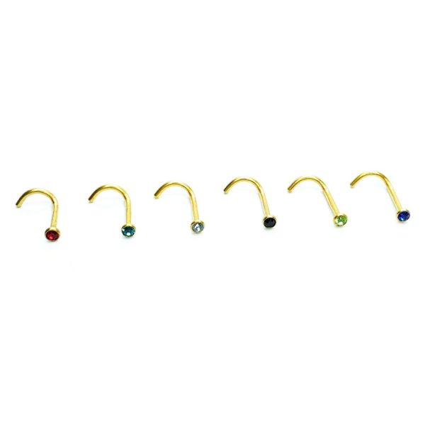 Nostril curvo titanio dorado piedra 10mm 18G
